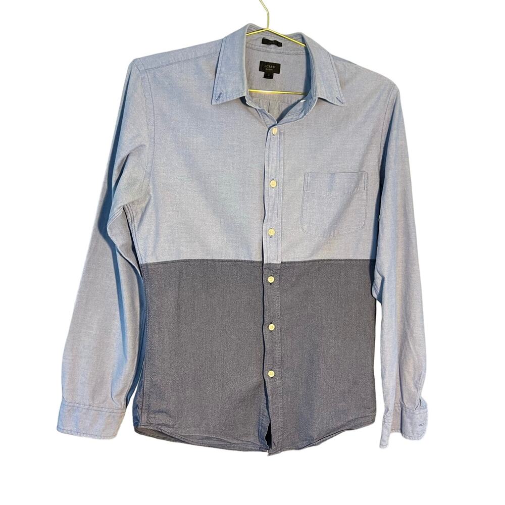 J Crew Slim Fit Men's Oxford Two Tone Denim Blue Button Down Medium
